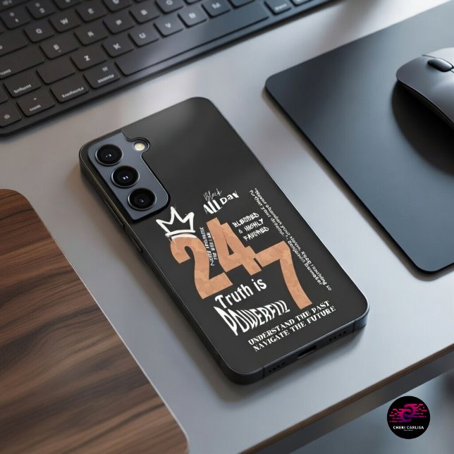 Funda Para Samsung Galaxy Gráfico de eslóganes Black All Day 24/7 (Truth is powerful. Keep it close.)