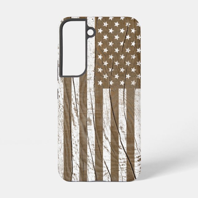 Funda Para Samsung Galaxy Grano de madera Grunge Bandera Americana (Reverso )