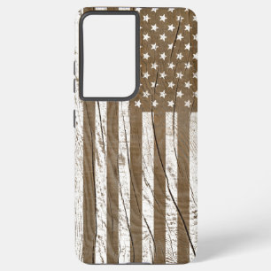 Funda Para Samsung Galaxy S21+ Grano de madera Grunge Bandera Americana
