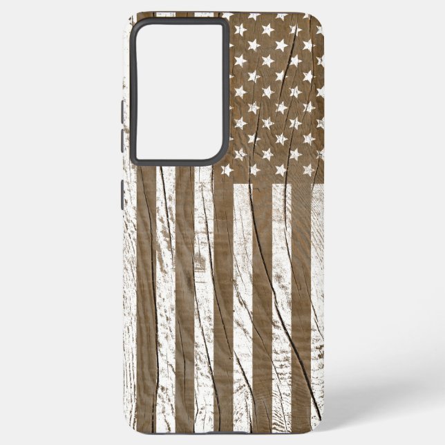 Funda Para Samsung Galaxy Grano de madera Grunge Bandera Americana (Reverso )