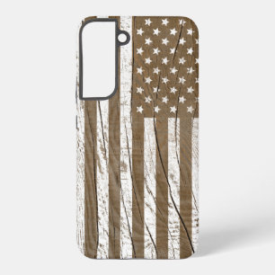 Funda Para Samsung Galaxy S22+ Grano de madera Grunge Bandera Americana
