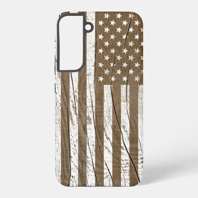 Funda Para Samsung Galaxy Grano de madera Grunge Bandera Americana (Reverso )