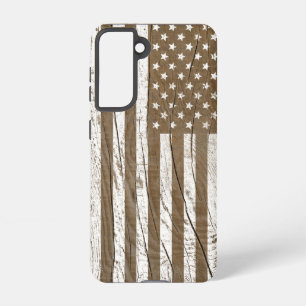 Funda Para Samsung Galaxy S21 Grano de madera Grunge Bandera Americana