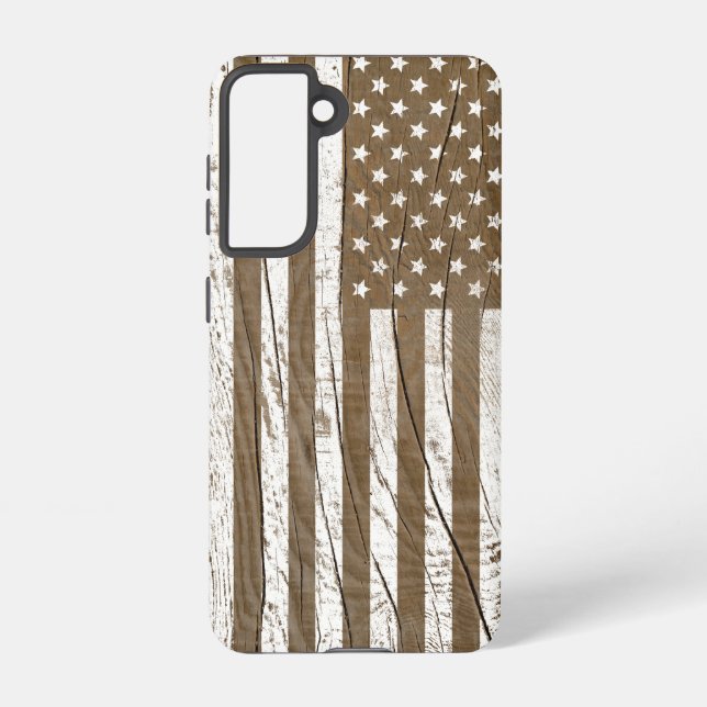 Funda Para Samsung Galaxy Grano de madera Grunge Bandera Americana (Reverso )
