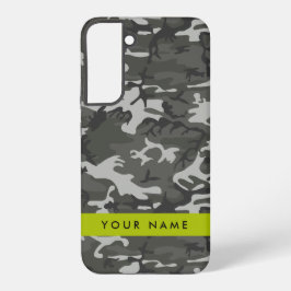 Funda Para Samsung Galaxy S22+ Gray Camouflage Pattern, Your name, Personalize