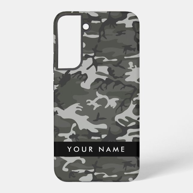 Funda Para Samsung Galaxy Gray Camouflage Pattern, Your name, Personalize (Reverso )