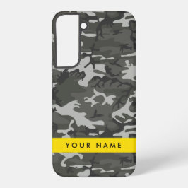 Funda Para Samsung Galaxy S22+ Gray Camouflage Pattern, Your name, Personalize