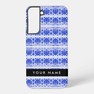 Funda Para Samsung Galaxy S22+ Greca Arabesco Azul, Tu Nombre, Personaliza