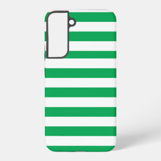 Funda Para Samsung Galaxy S22+ Green and White Cabana Stripes 