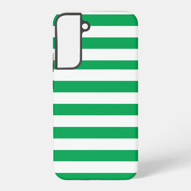 Funda Para Samsung Galaxy Green and White Cabana Stripes  (Reverso )