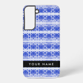 Funda Para Samsung Galaxy S22+ Griego Fret Arabesque Blue, Tu Nombre, Personaliza
