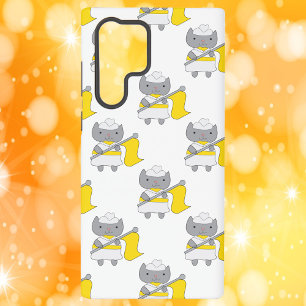 Funda Para Samsung Galaxy S22 Ultra Guardia de Color de Gato Amarillo Blanco Patrón