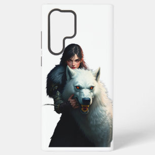 Funda Para Samsung Galaxy S22 Ultra Guerrero de la fantasía y abrazo de Direwolf de oj