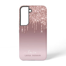 Guión de moda Rosa purpurina dorado con monograma