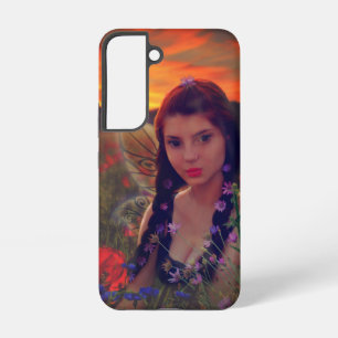 Funda Para Samsung Galaxy S22 Hada al atardecer en un campo de amapolas Arte de 
