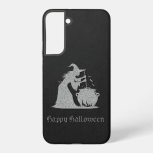 Funda Para Samsung Galaxy S22+ Halloween de Brujas y Calderones Plateados