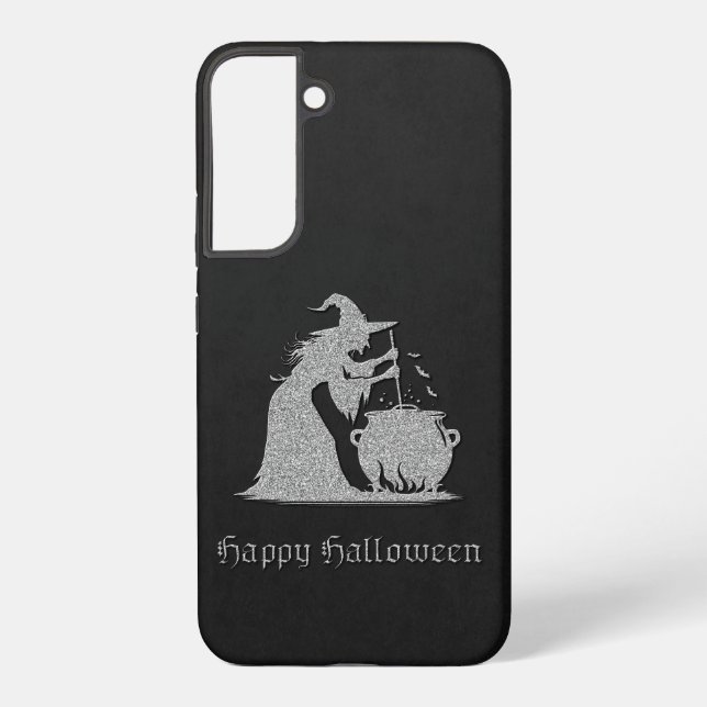 Funda Para Samsung Galaxy Halloween de Brujas y Calderones Plateados (Reverso )