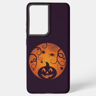Funda Para Samsung Galaxy S21 Ultra Halloween Jack o linterna cara de calabaza y araña