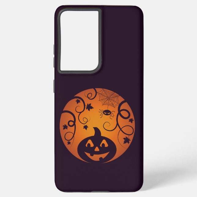 Funda Para Samsung Galaxy Halloween Jack o linterna cara de calabaza y araña (Reverso )