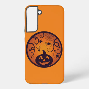 Funda Para Samsung Galaxy S22+ Halloween Jack o linterna cara de calabaza y araña