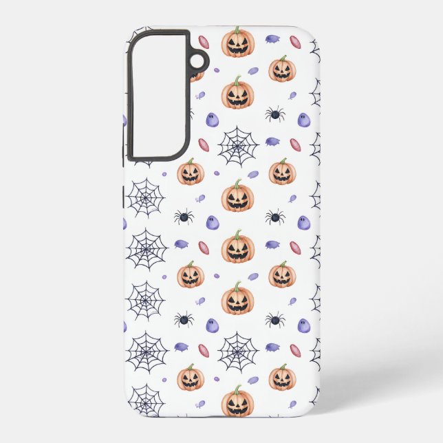 Funda Para Samsung Galaxy Halloween Pumpkin and Spider Web Pattern (Reverso )
