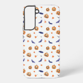 Funda Para Samsung Galaxy S22+ Halloween Pumpkins and Bats Pattern