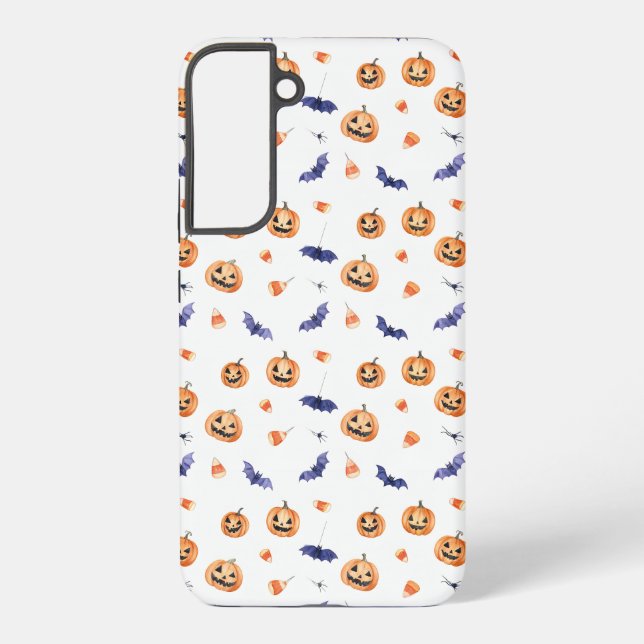 Funda Para Samsung Galaxy Halloween Pumpkins and Bats Pattern (Reverso )