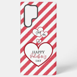 Funda Para Samsung Galaxy S22 Ultra Happy Valentine's Day Red Hearts Chalk Stripes