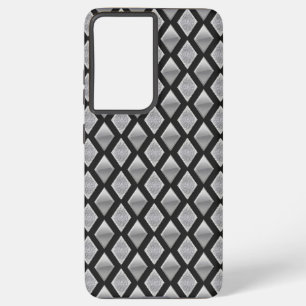 Funda Para Samsung Galaxy S21+ Harlequín plateado metálico e impresión Purpurina