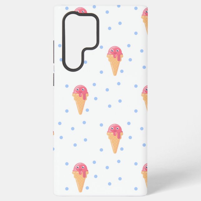 Funda Para Samsung Galaxy Helado rosa de Kawaii en blanco (Reverso )