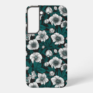 Funda Para Samsung Galaxy S22+ Helleboros blancos con hojas azules