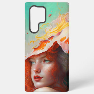 Funda Para Samsung Galaxy S22 Ultra Hermosa Chica Artística Abstracta Pelirroja