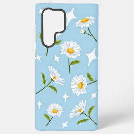 Funda Para Samsung Galaxy S22 Ultra Hermosa Flor de Margarita Blanca con Destellos en 