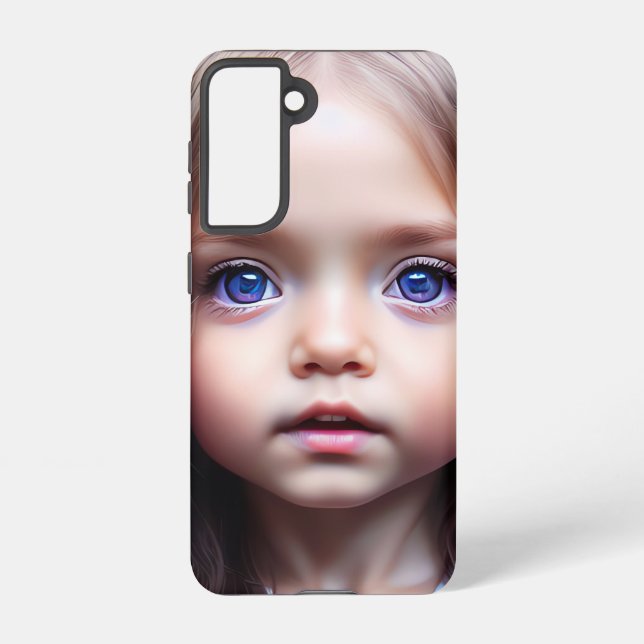FUNDA PARA SAMSUNG GALAXY HERMOSA NIÑA PEQUEÑA GRANDES OJOS PINTADOS (Reverso )