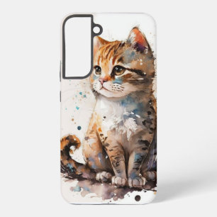 Funda Para Samsung Galaxy S22+ Hermoso gato acuarela