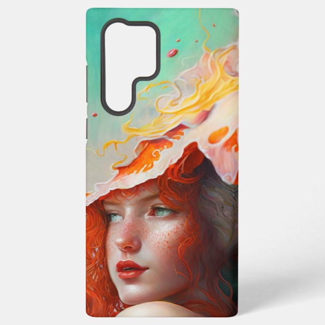 Funda Para Samsung Galaxy Hermoso resumen artístico Chica Red Haired Ginger (Reverso )