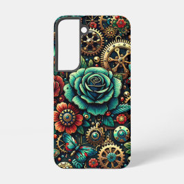 Funda Para Samsung Galaxy S22 Hermoso tema de engranajes y rosas Steampunk