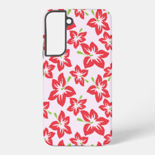 Funda Para Samsung Galaxy S22+ Hibisco Rojo, Flores Rojas, Patrón De Flores