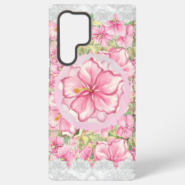 Funda Para Samsung Galaxy S22 Ultra Hibiscus & lace PINK