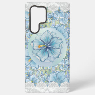 Funda Para Samsung Galaxy S22 Ultra Hibiscus & lace TURQUOISE