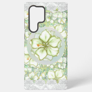 Funda Para Samsung Galaxy S22 Ultra Hibiscus & lace WHITE