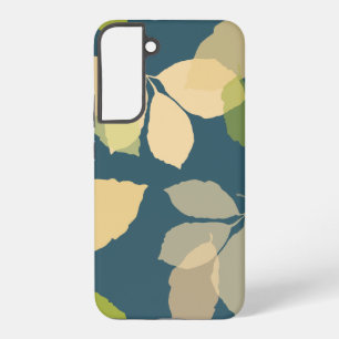 Funda Para Samsung Galaxy S22+ Hojas de otoño modernas con fondo azul turquesa