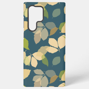 Funda Para Samsung Galaxy S22 Ultra Hojas de otoño modernas con fondo azul turquesa