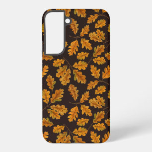 Funda Para Samsung Galaxy S22+ Hojas de roble otoñal sobre marrón oscuro