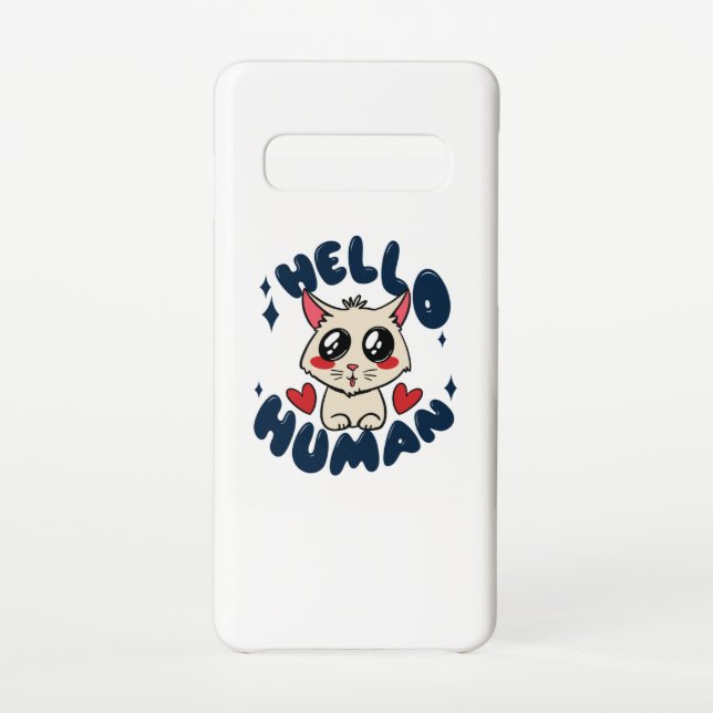 Funda Para Samsung Galaxy Hola humano Gato Lindo (Reverso)