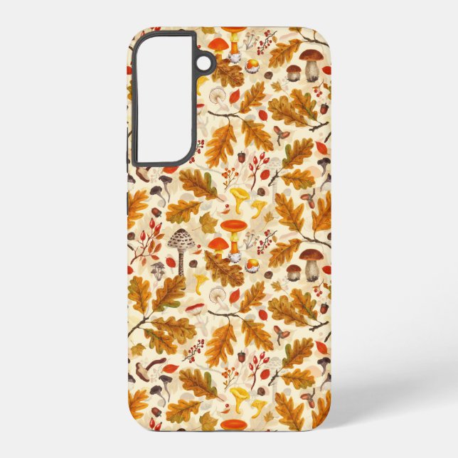 Funda Para Samsung Galaxy Hongos forestales y flora otoñal en crema (Reverso )