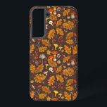Funda Para Samsung Galaxy S22  Hongos forestales y flora otoñal en marrón<br><div class="desc">Hongos silvestres pintados a mano,  hojas de otoño y bayas</div>