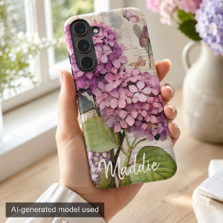 Funda Para Samsung Galaxy S22 Hortensia Vintage & Mariposa Rosa Personalizado