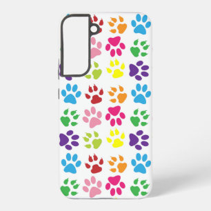 Funda Para Samsung Galaxy S22+ Huellas de patas coloridas, patas de perro, patas 