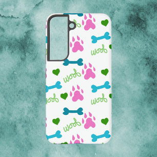 Funda Para Samsung Galaxy S22 Huesos de Pata de Perro Corazones Patrón Ladra Ros